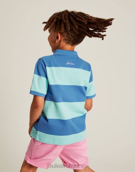 Joules băieți tricou polo cu dungi filbert 2-12 ani 48DH335 îmbrăcăminte dungă albastră | Joules cizme