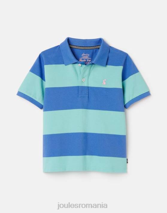 Joules băieți tricou polo cu dungi filbert 2-12 ani 48DH335 îmbrăcăminte dungă albastră | Joules cizme