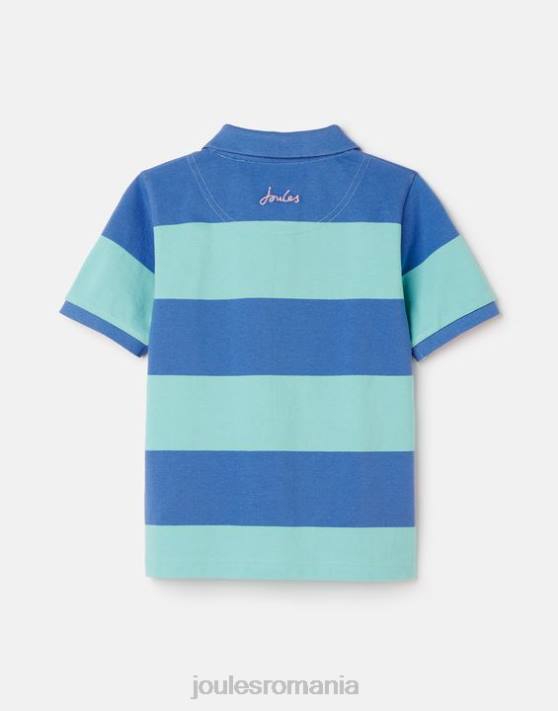 Joules băieți tricou polo cu dungi filbert 2-12 ani 48DH335 îmbrăcăminte dungă albastră | Joules cizme