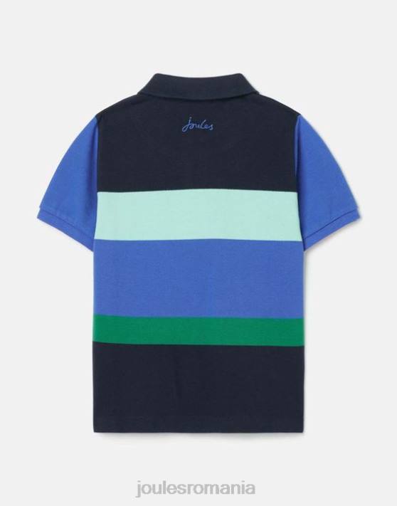 Joules băieți tricou polo cu dungi filbert 2-12 ani 48DH385 îmbrăcăminte dungă multiplă albastră | Joules Romania