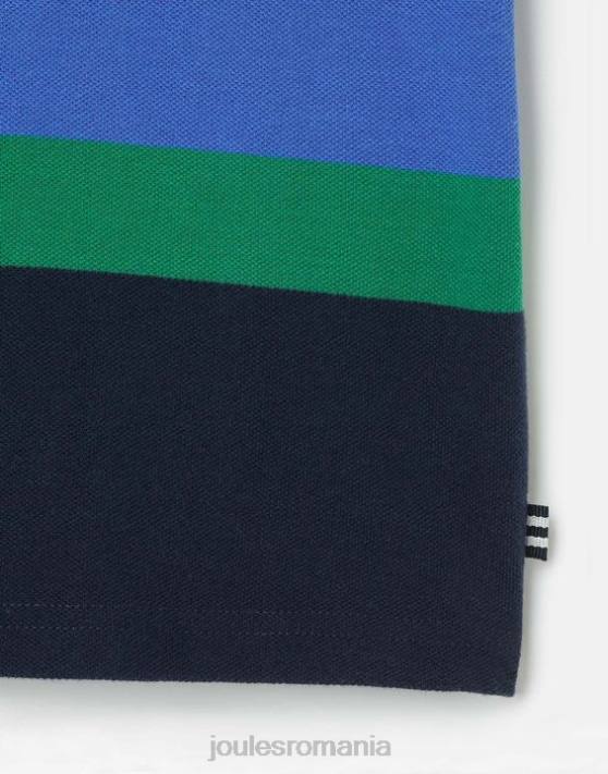 Joules băieți tricou polo cu dungi filbert 2-12 ani 48DH385 îmbrăcăminte dungă multiplă albastră | Joules Romania