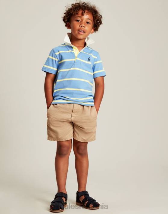 Joules băieți tricou polo ozzy stripe 2-12 ani 48DH350 îmbrăcăminte dungă albastră galbenă | Joules cizme