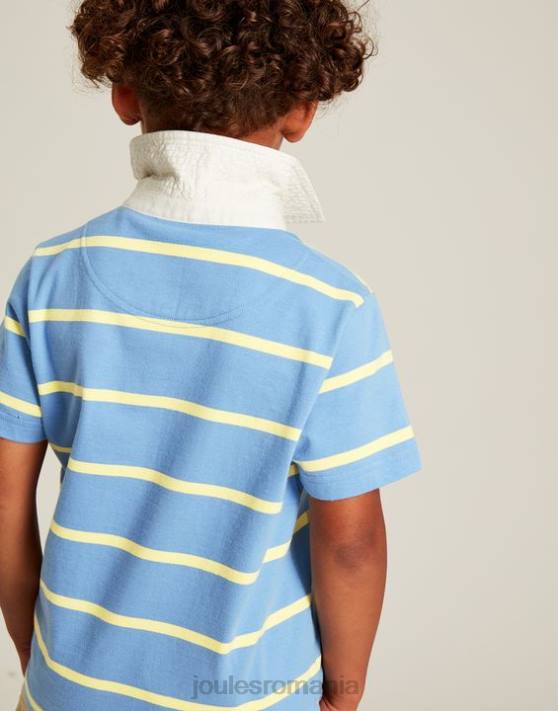 Joules băieți tricou polo ozzy stripe 2-12 ani 48DH350 îmbrăcăminte dungă albastră galbenă | Joules cizme