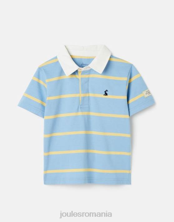 Joules băieți tricou polo ozzy stripe 2-12 ani 48DH350 îmbrăcăminte dungă albastră galbenă | Joules cizme