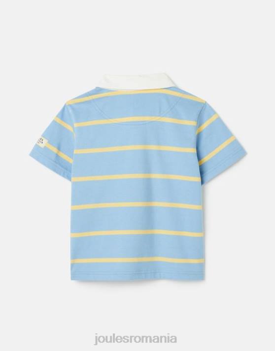 Joules băieți tricou polo ozzy stripe 2-12 ani 48DH350 îmbrăcăminte dungă albastră galbenă | Joules cizme