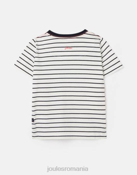Joules băieți tricou aplicat archie cu maneca scurta 2-8 ani 48DH364 îmbrăcăminte crabi cu dungi bleumarin | Joules Romania