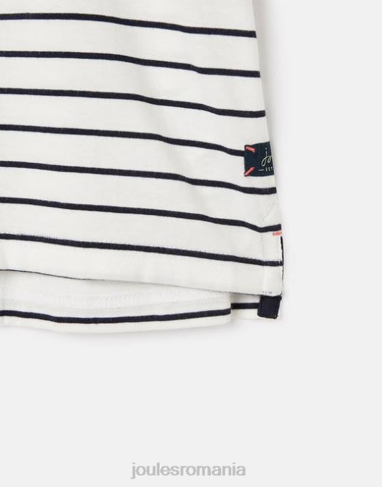 Joules băieți tricou aplicat archie cu maneca scurta 2-8 ani 48DH364 îmbrăcăminte crabi cu dungi bleumarin | Joules Romania