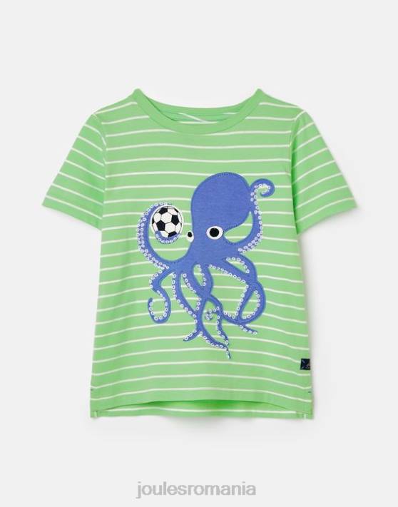 Joules băieți tricou aplicat archie cu maneca scurta 2-8 ani 48DH367 îmbrăcăminte caracatiță verde | Joules Romania