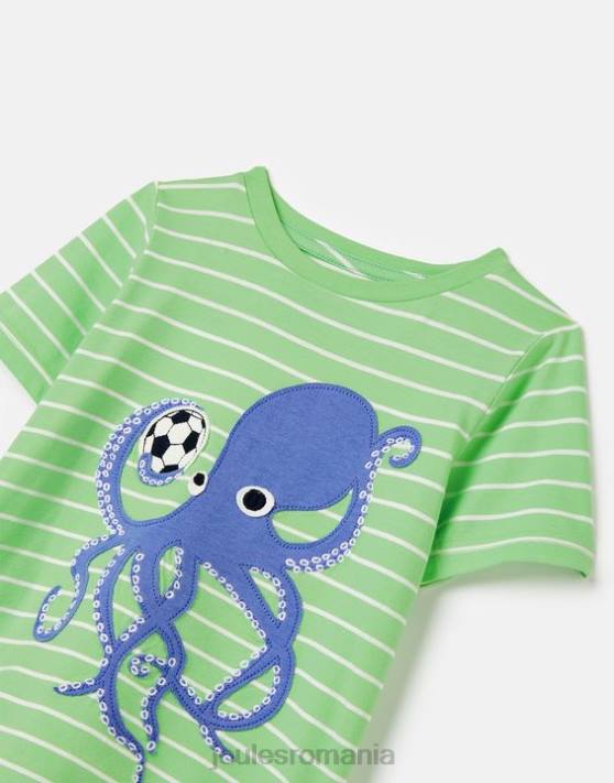 Joules băieți tricou aplicat archie cu maneca scurta 2-8 ani 48DH367 îmbrăcăminte caracatiță verde | Joules Romania