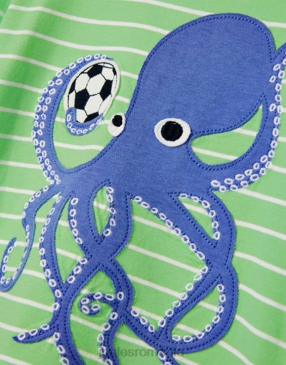 Joules băieți tricou aplicat archie cu maneca scurta 2-8 ani 48DH367 îmbrăcăminte caracatiță verde | Joules Romania