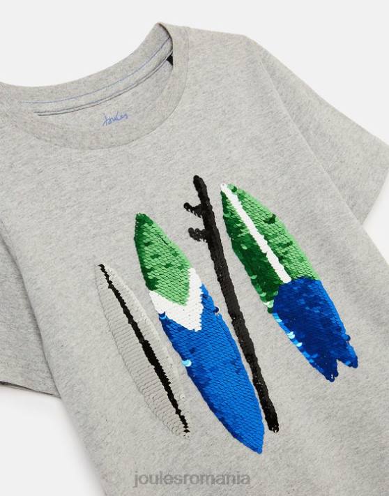 Joules băieți tricou archie cu maneca scurta 5-12 ani 48DH368 îmbrăcăminte plăci de surf gri | Joules cizme
