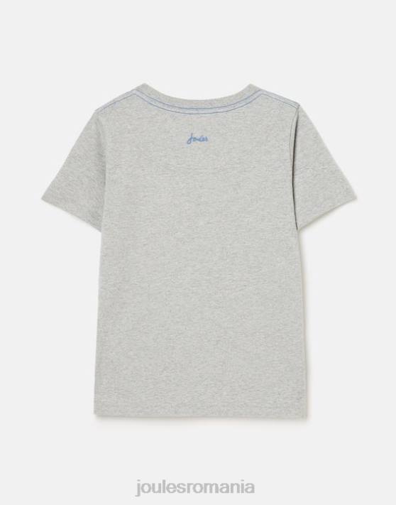 Joules băieți tricou archie cu maneca scurta 5-12 ani 48DH368 îmbrăcăminte plăci de surf gri | Joules cizme