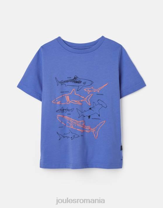 Joules băieți tricou ben maneca scurta 2-12 ani 48DH353 îmbrăcăminte rechini albaștri | Joules cizme