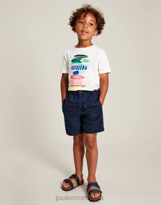Joules băieți tricou ben maneca scurta 2-12 ani 48DH362 îmbrăcăminte plăci de surf albe | Joules cizme