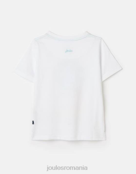 Joules băieți tricou ben maneca scurta 2-12 ani 48DH362 îmbrăcăminte plăci de surf albe | Joules cizme