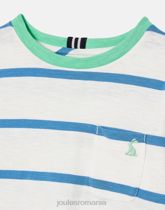 Joules băieți tricou cu dungi spălate 2-12 ani 48DH358 îmbrăcăminte dungă albastru deschis | Joules Romania