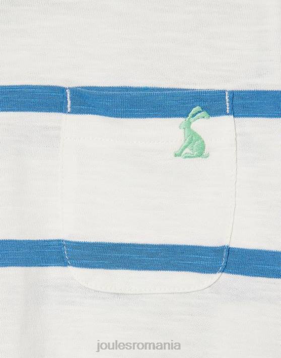 Joules băieți tricou cu dungi spălate 2-12 ani 48DH358 îmbrăcăminte dungă albastru deschis | Joules Romania