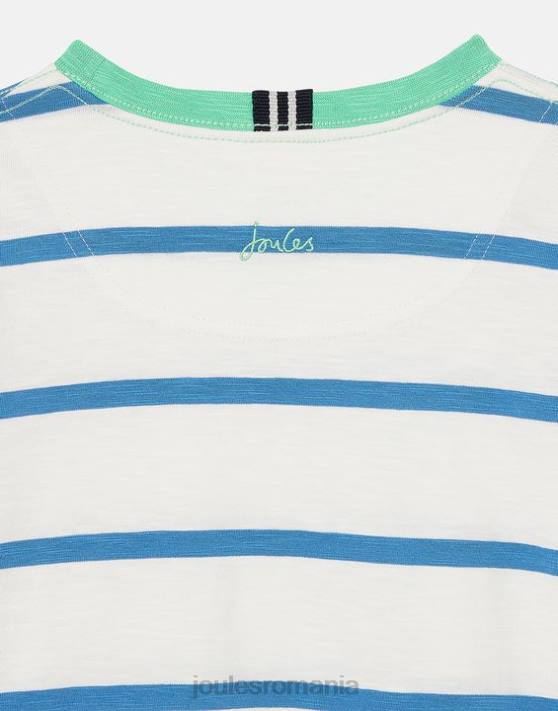 Joules băieți tricou cu dungi spălate 2-12 ani 48DH358 îmbrăcăminte dungă albastru deschis | Joules Romania