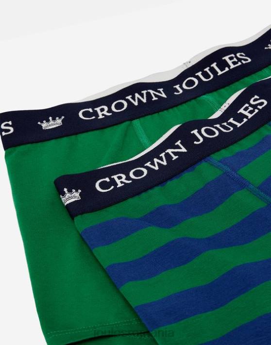 Joules bărbați boxeri crown bumbac pachet 2 48DH172 accesorii dungă verde albastră | Joules Romania