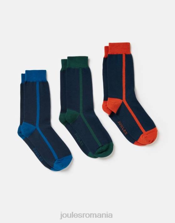 Joules bărbați șosete de bumbac izbitoare, pachet de 3 48DH254 accesorii bloc de culoare bleumarin | Joules cizme