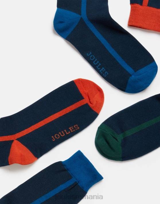Joules bărbați șosete de bumbac izbitoare, pachet de 3 48DH254 accesorii bloc de culoare bleumarin | Joules cizme