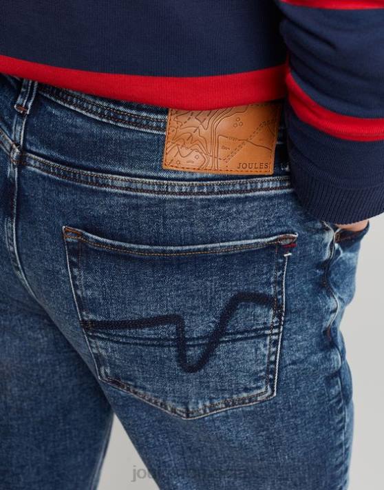 Joules bărbați blugii din denim cu 5 buzunare Oakham slim fit 48DH230 îmbrăcăminte denim cu spălare medie | Joules cizme