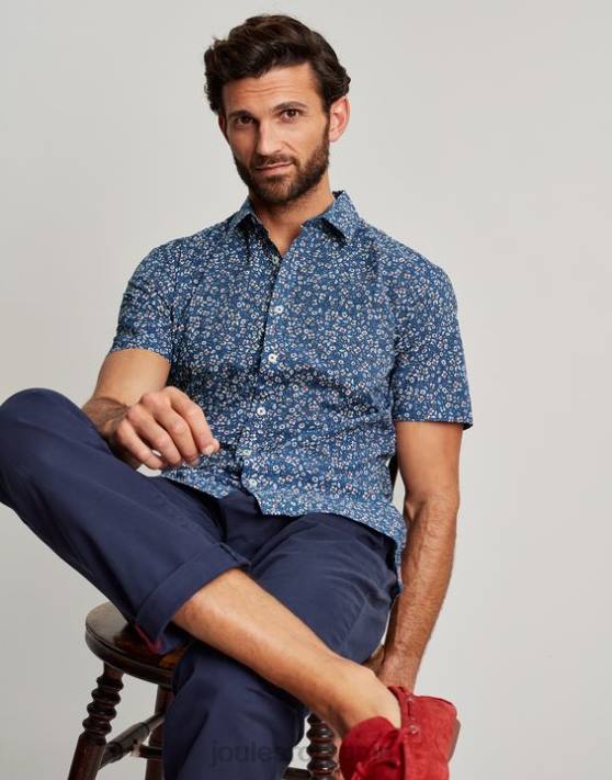 Joules bărbați cămașă cu imprimeu lloyd cu potrivire clasică 48DH195 îmbrăcăminte ditsy albastru | Joules bags