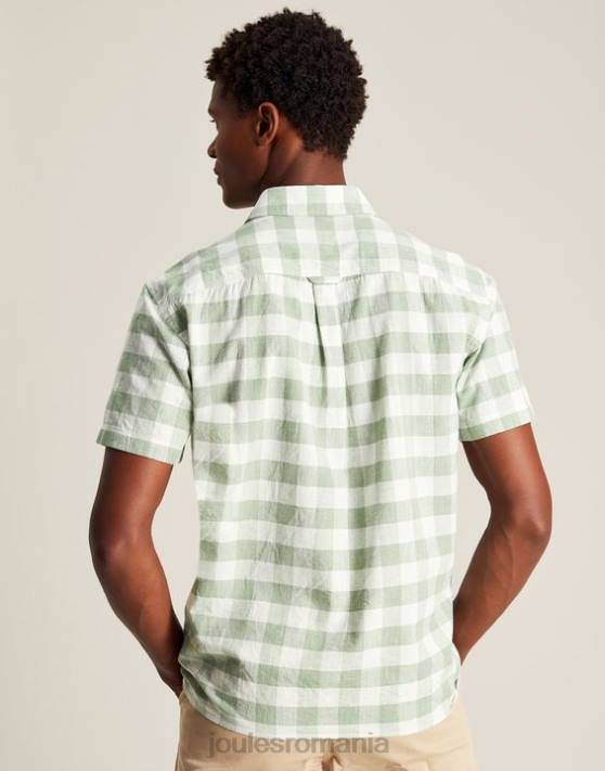 Joules bărbați cămașă de in breaker 48DH175 îmbrăcăminte vichy verde | Joules Romania