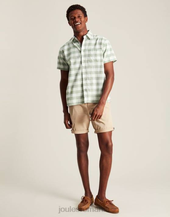 Joules bărbați cămașă de in breaker 48DH175 îmbrăcăminte vichy verde | Joules Romania