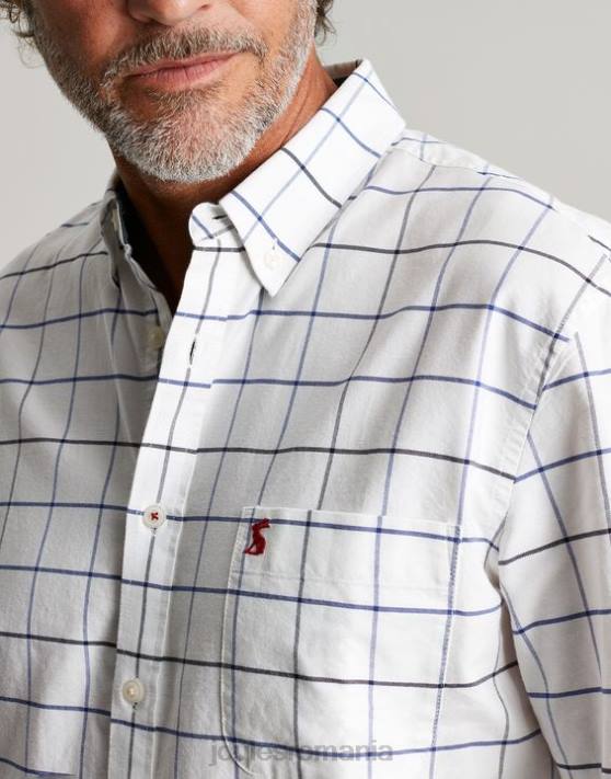 Joules bărbați cămașă din carouri welford cu potrivire clasică 48DH174 îmbrăcăminte cec alb | Joules bags