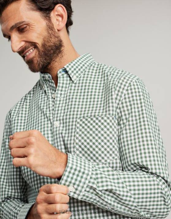 Joules bărbați cămașă din popelin cu potrivire clasică Goodridge 48DH225 îmbrăcăminte vichy verde | Joules bags