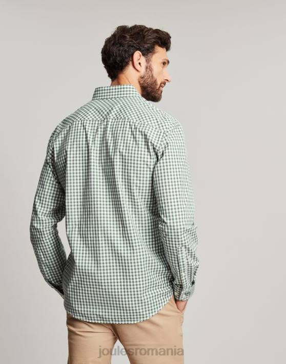 Joules bărbați cămașă din popelin cu potrivire clasică Goodridge 48DH225 îmbrăcăminte vichy verde | Joules bags