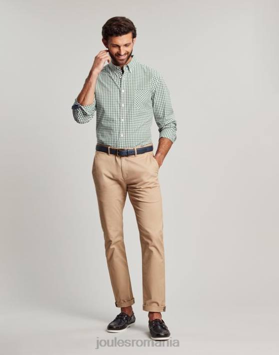 Joules bărbați cămașă din popelin cu potrivire clasică Goodridge 48DH225 îmbrăcăminte vichy verde | Joules bags