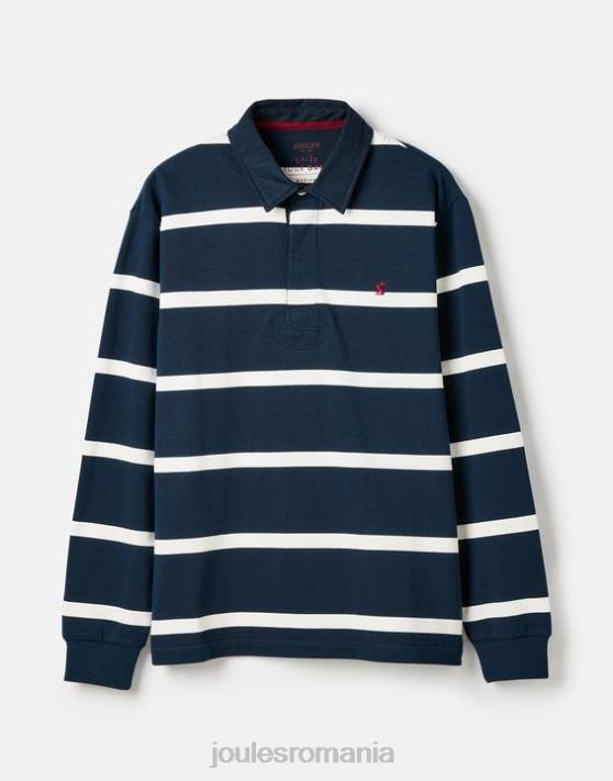 Joules bărbați tricou de rugby pe partea laterală 48DH178 îmbrăcăminte dungă crem bleumarin | Joules Romania