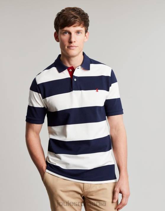 Joules bărbați tricou polo filbert 48DH165 îmbrăcăminte dungă albastră albă | Joules bags