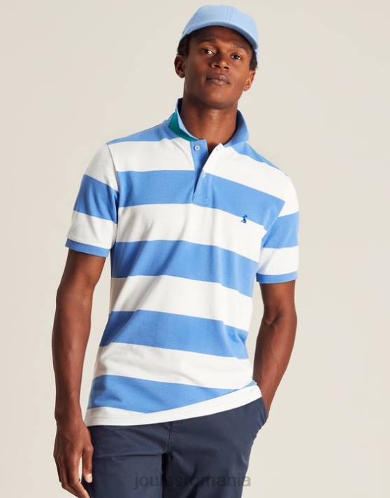 Joules bărbați tricou polo filbert 48DH201 îmbrăcăminte dungă albă albastră mijlocie | Joules bags