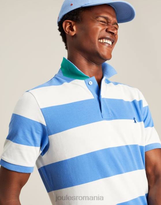 Joules bărbați tricou polo filbert 48DH201 îmbrăcăminte dungă albă albastră mijlocie | Joules bags