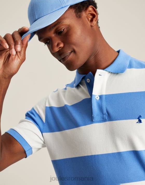 Joules bărbați tricou polo filbert 48DH201 îmbrăcăminte dungă albă albastră mijlocie | Joules bags