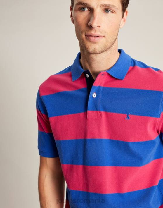 Joules bărbați tricou polo filbert 48DH204 îmbrăcăminte dungă roz albastru mijlociu | Joules bags