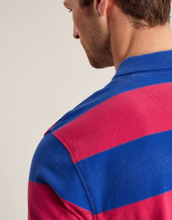 Joules bărbați tricou polo filbert 48DH204 îmbrăcăminte dungă roz albastru mijlociu | Joules bags
