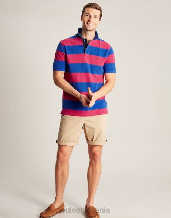 Joules bărbați tricou polo filbert 48DH204 îmbrăcăminte dungă roz albastru mijlociu | Joules bags