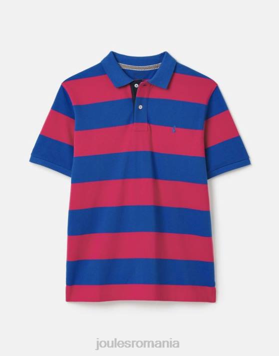 Joules bărbați tricou polo filbert 48DH204 îmbrăcăminte dungă roz albastru mijlociu | Joules bags