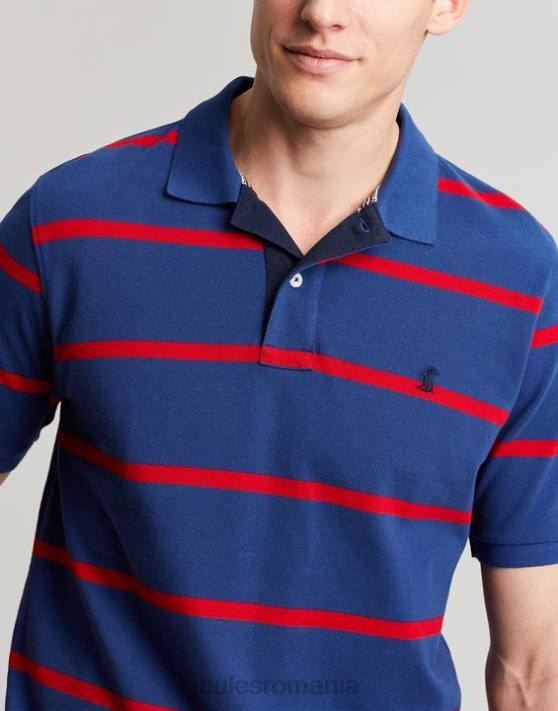 Joules bărbați tricou polo filbert 48DH217 îmbrăcăminte dungă roșie bleumarin | Joules Romania
