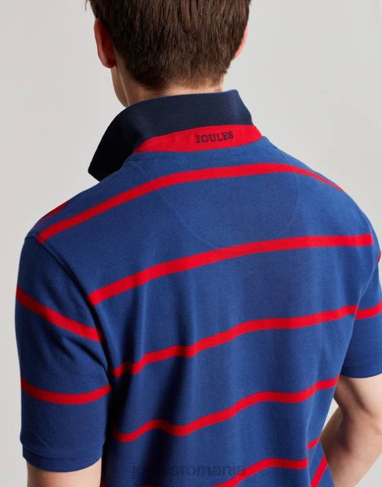 Joules bărbați tricou polo filbert 48DH217 îmbrăcăminte dungă roșie bleumarin | Joules Romania