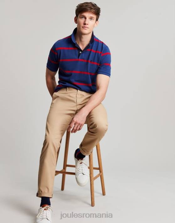 Joules bărbați tricou polo filbert 48DH217 îmbrăcăminte dungă roșie bleumarin | Joules Romania