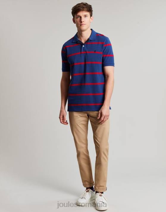 Joules bărbați tricou polo filbert 48DH217 îmbrăcăminte dungă roșie bleumarin | Joules Romania