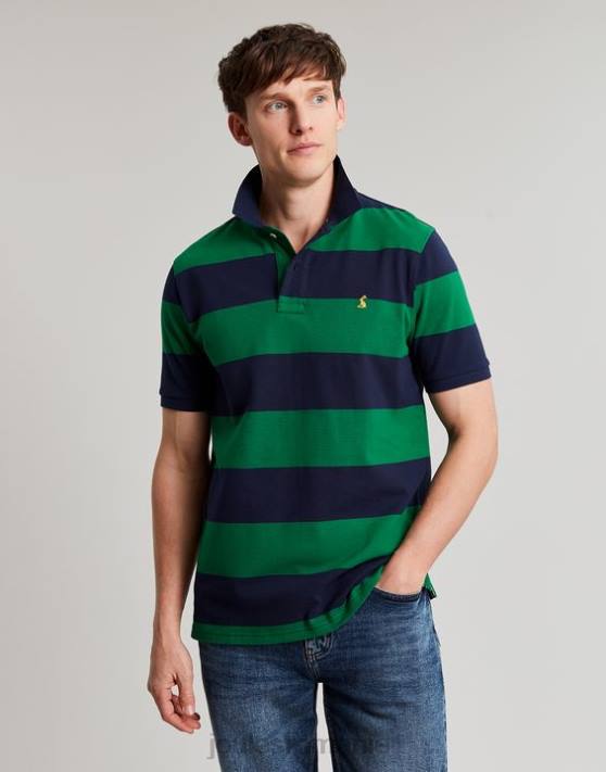Joules bărbați tricou polo filbert 48DH218 îmbrăcăminte dungă verde bleumarin | Joules cizme