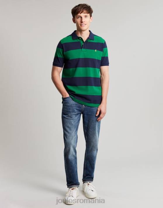 Joules bărbați tricou polo filbert 48DH218 îmbrăcăminte dungă verde bleumarin | Joules cizme