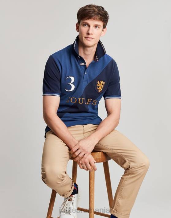 Joules bărbați tricou polo impodobit 48DH216 îmbrăcăminte albastru profund | Joules bags