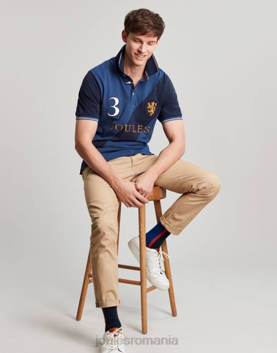 Joules bărbați tricou polo impodobit 48DH216 îmbrăcăminte albastru profund | Joules bags